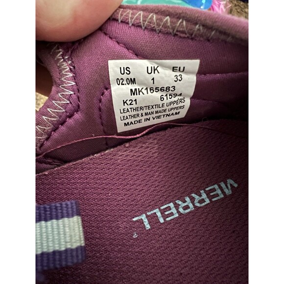 Merrell Size 2M Girls Purple Pink Hook And Loop Hiking Sandal - Picture 8 of 8